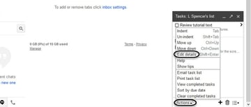 Edit details option on the Action menu