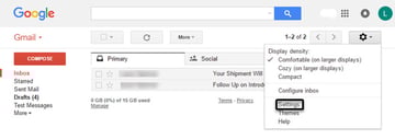 Gmail Settings Menu