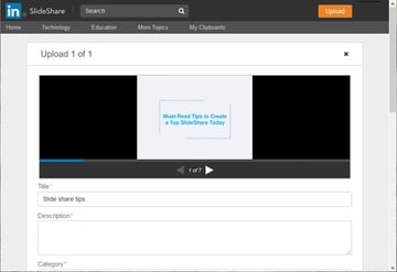 Upload Screen in SlideShare