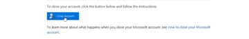 close microsoft account button