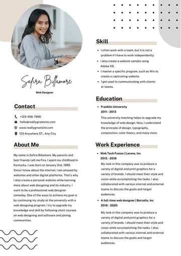 Minimalist Web Designer Resume CV