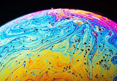 Abstract background made from soap bubble reflecting light