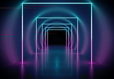 Neon Lights Tunnel Background