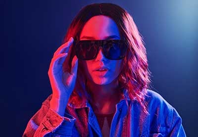 Portrait in Red and Neon Studio