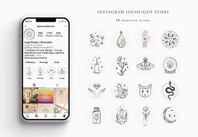 Hand Drawn Instagram Highlight Story.
