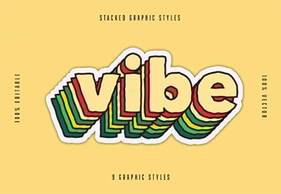 Striped Text Effect Set