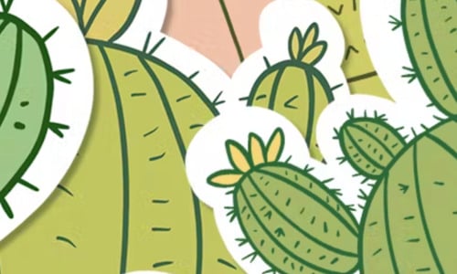 Set of Cactus Sticker Illustration