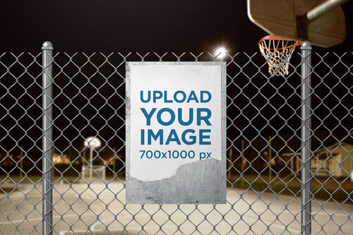 Sign Mockup Featuring a Basketball Court