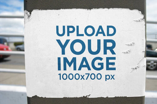 Mockup of a Horizontal Poster Glued to a Surface