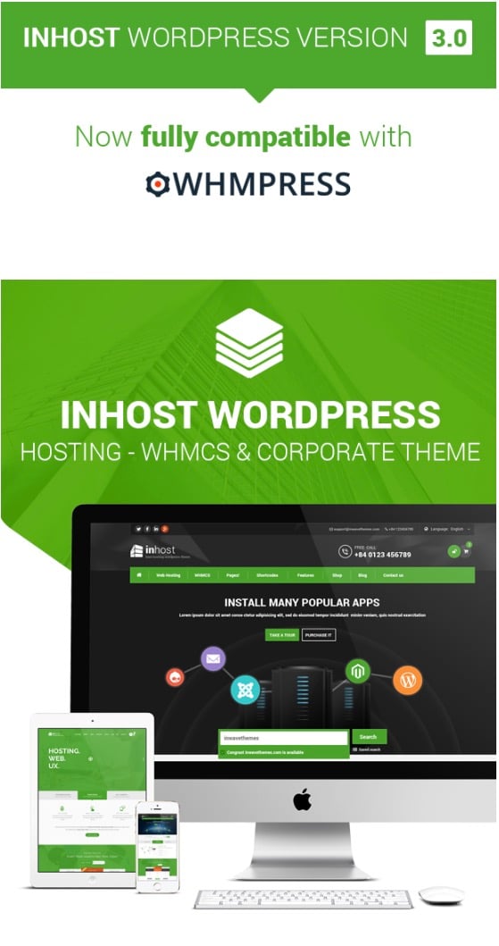 InHost - Tema con integración de WHMCS para WordPress