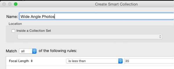 Filter to a range of focal lengths