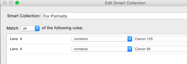 Filter to a specific lens