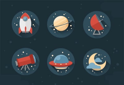 So erstellen Sie stilvolle Flat Space-Symbole in Adobe Photoshop