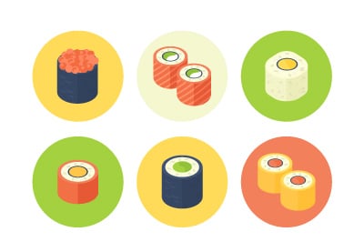 Cómo Crear un Set de Iconos Planos de Maki Sushi en Adobe Illustrator