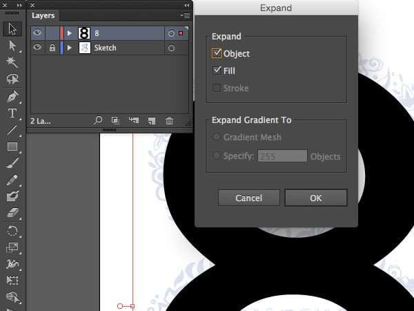 object expand type font shape fill ok adobe illustrator