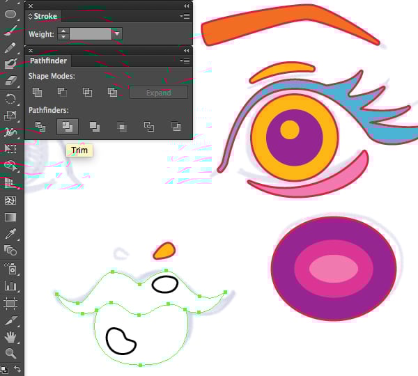 pathfinder panel trim pathfinders fill ungroup adobe illustrator