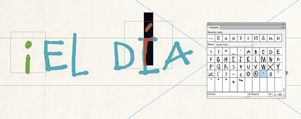 accent applied via glyphs panel