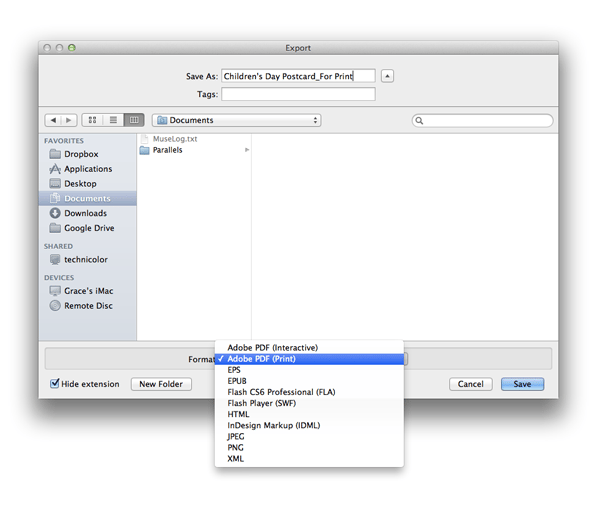 export as Adobe PDF Print