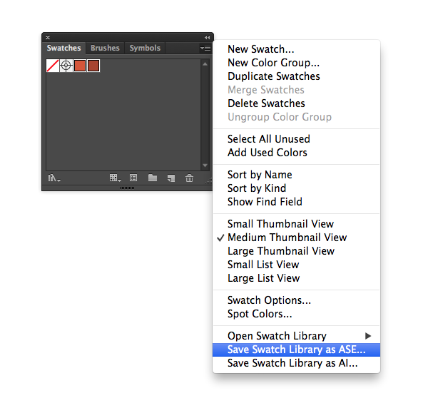 save swatch library as ASE