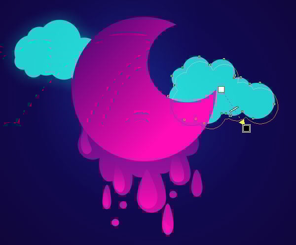 Apply outer glows to each cloud