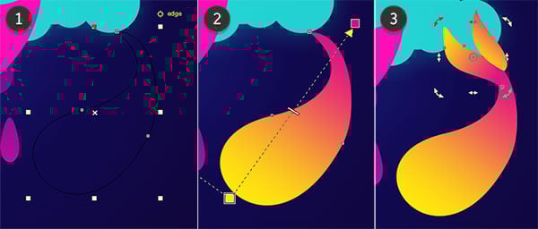 Draw curvy flowing fish shapes