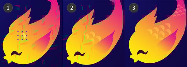 Draw cute scales on each of the fish fins