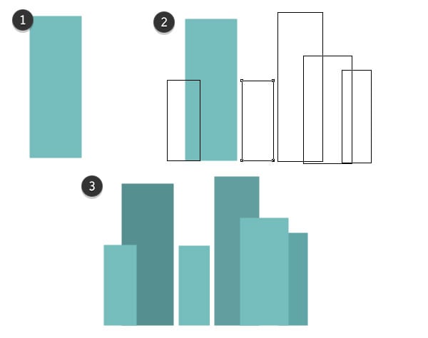 Draw a simple city with rectangles