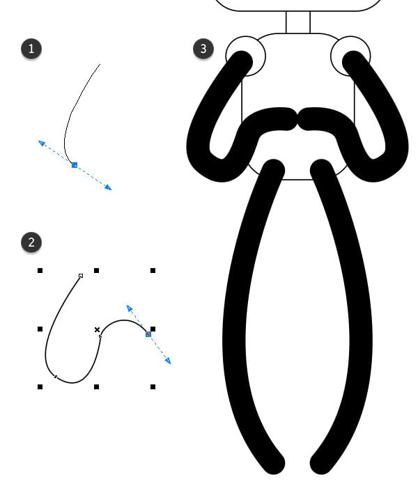 draw arms with the bezier tool