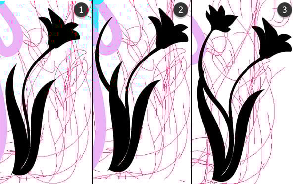 draw leaves stems and additional flowers