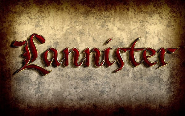 Daeva put a Game of Thrones spin on this royal gold text effect from a tutorial by Jan Stverak