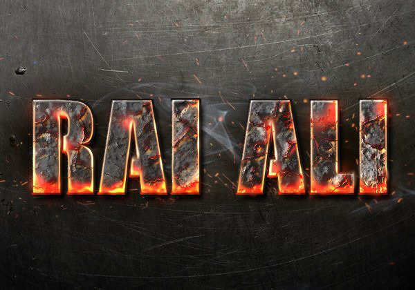 Muhammad Ali commented with a personalized result from a magma-inspired text effect tutorial by Gianluca Giacoppo