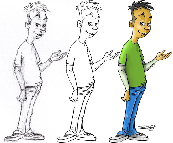 Jiri Simecek commented with his own cartoon character design from a drawing tutorial by Carlos Gomes Cabral
