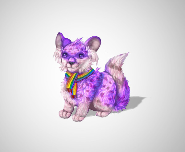 SandyTheme commented with their own version of a cute purple Spirit Day mascot drawing thanks to a tutorial by Monika Zagrobelna