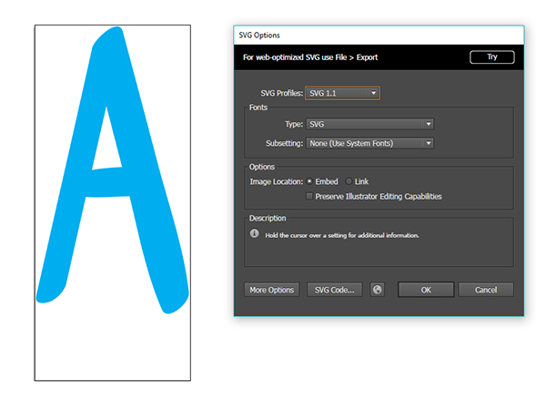 Save each character as an svg file
