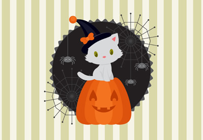 Cómo crear una ilustración de Halloween con un gatito blanco en Adobe Illustrator