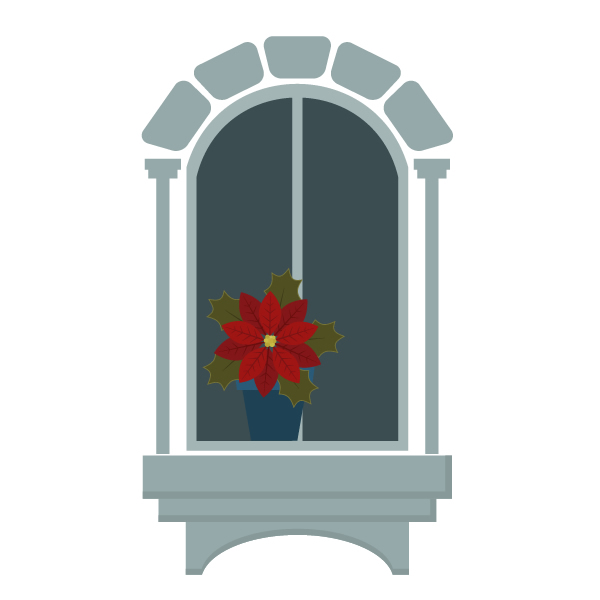 placing poinsettia on the windowsill