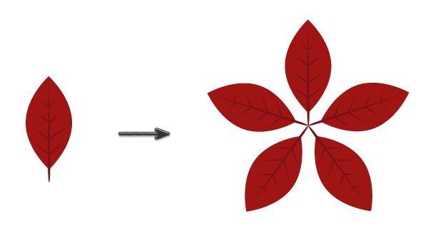 combining together poinsettia leaves