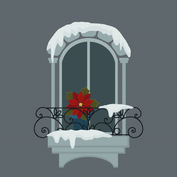 placing the snowy window on the background