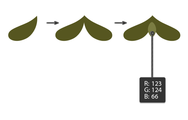 creating the mistletoe leaves 