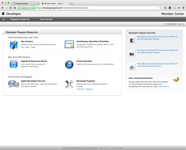 Apple Developer Member Center
