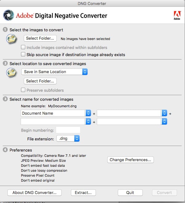 Adobe DNG converter