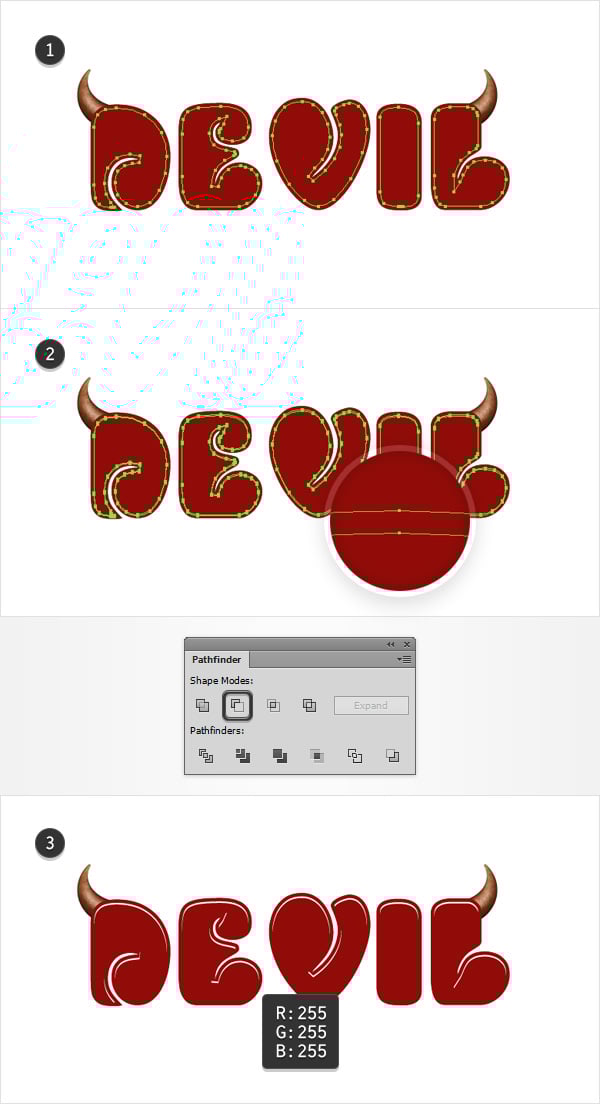 add shading highlights text