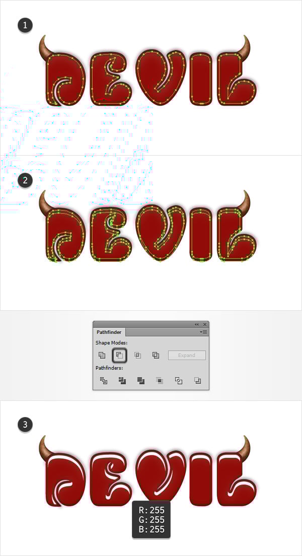add shading highlights text