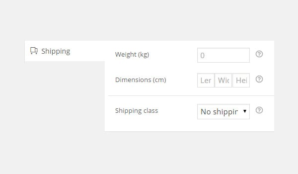 Shipping tab options