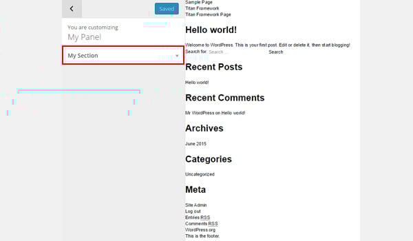 Creating Theme Customizer Section with Titan