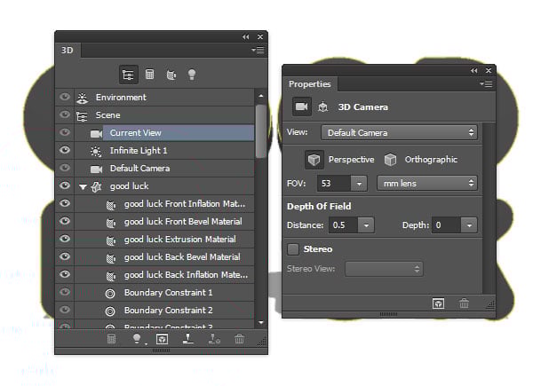 3D and Properties Panels