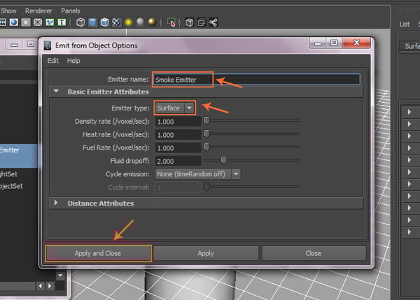 Emit from Object Options