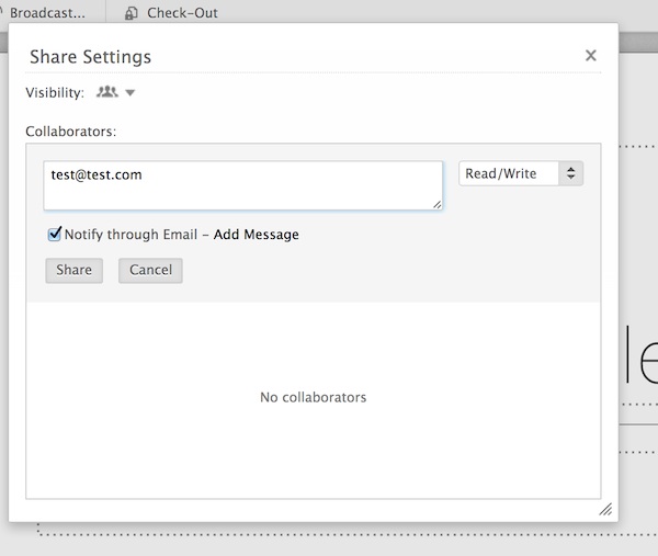 Adding collaborators to a presentation in Zoho Show 