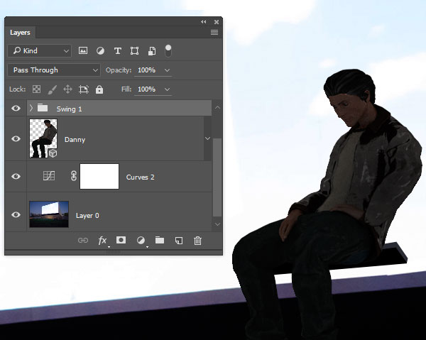 Group the swing layers and position beneath Danny