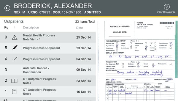 Document page in the app